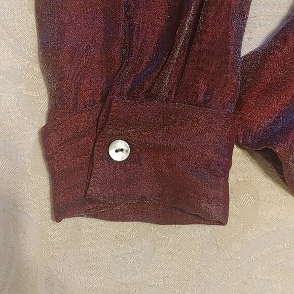 Coldwater Creek Top Blouse Button Down Front Shimmer Petite XS - Picture 4 of 6